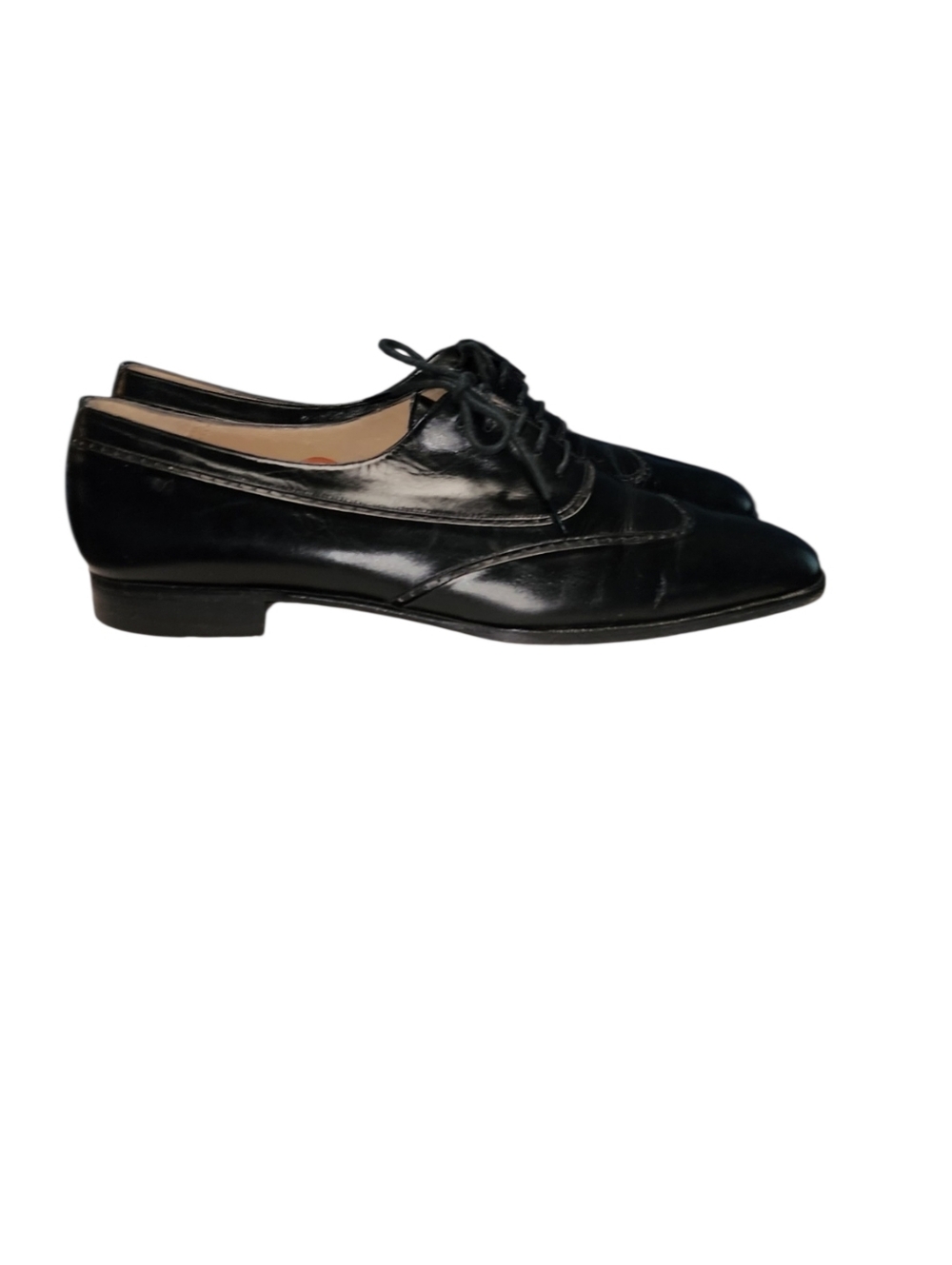 Men Vintage Leather Black Wingtip Oxfords By Bally Size 12B - Picture 6 of 10